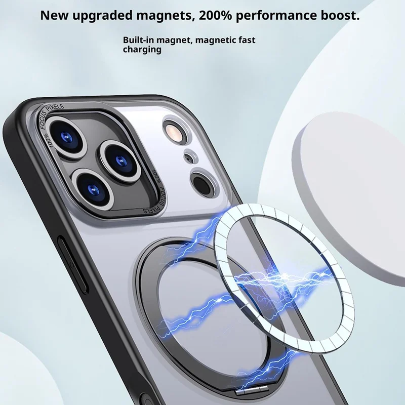 Compra em Massa para Capa de iPhone 17 Pro Compatível com MagSafe Suporte Rotativo Kickstand TPU + Capa de Telefone Mate PC - Laranja