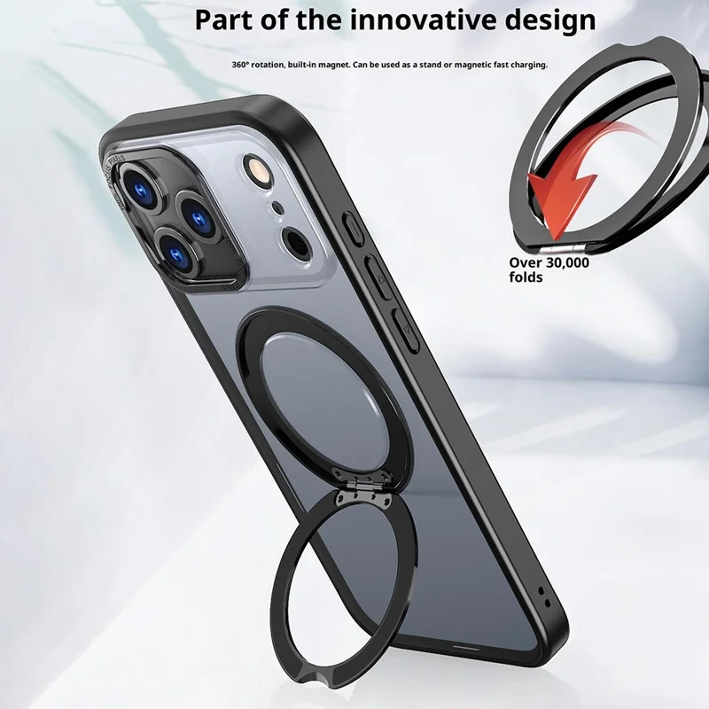 Compra em Massa para Capa do iPhone 17 Pro Max Compatível com MagSafe Suporte Rotativo Kickstand TPU + Capa de Telefone Fosca de PC - Laranja