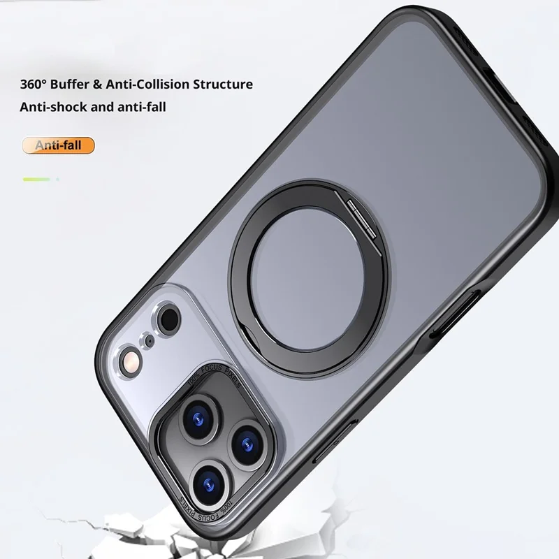 Compra em Massa para Capa do iPhone 17 Pro Max Compatível com MagSafe Suporte Rotativo Kickstand TPU + Capa de Telefone Fosca de PC - Laranja