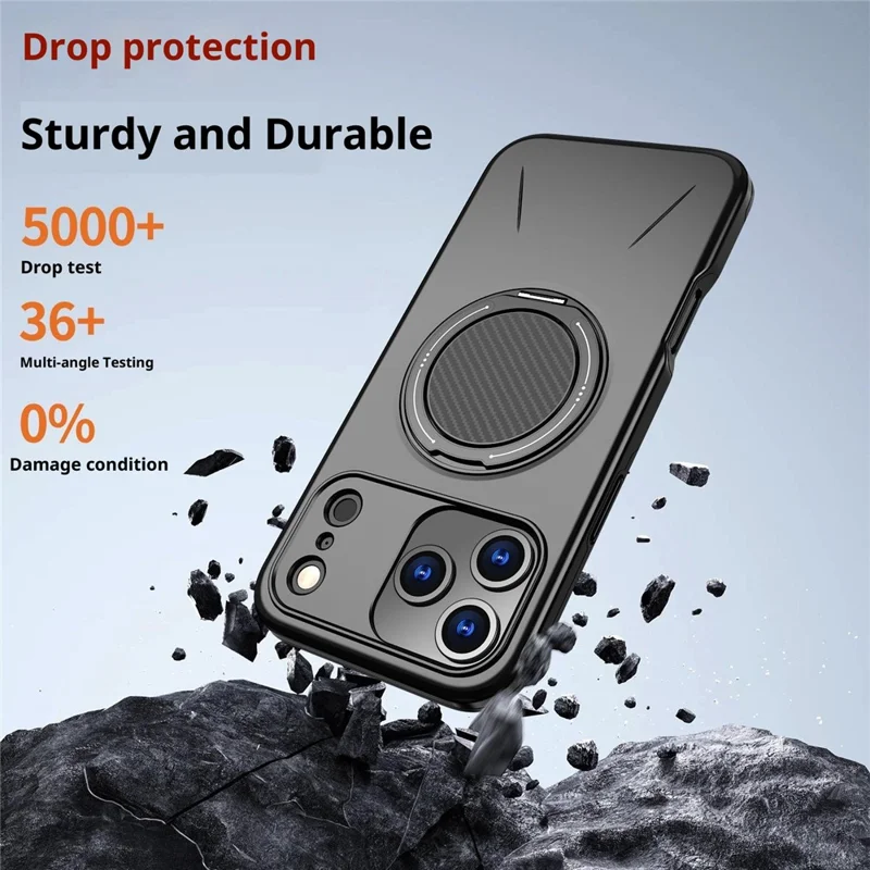 Großeinkauf für iPhone 17 Pro Hülle kompatibel mit MagSafe Rotary Kickstand TPU + PC Stoßfeste Handyhülle - Schwarz