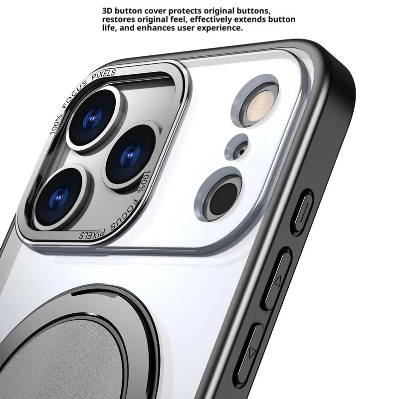 Bulk Purchasing For iPhone 17 Pro Magnetic Case Rotating Kickstand Acrylic TPU Phone Cover Compatible with MagSafe - Black