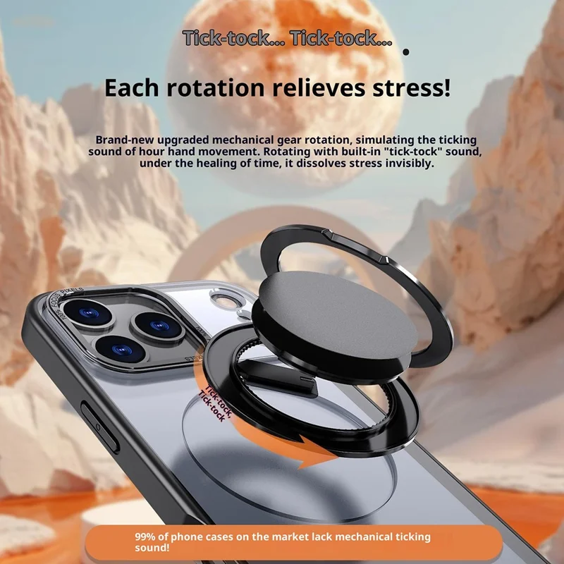 Bulk Purchasing For iPhone 17 Pro Magnetic Case Rotating Kickstand Acrylic TPU Phone Cover Compatible with MagSafe - Black