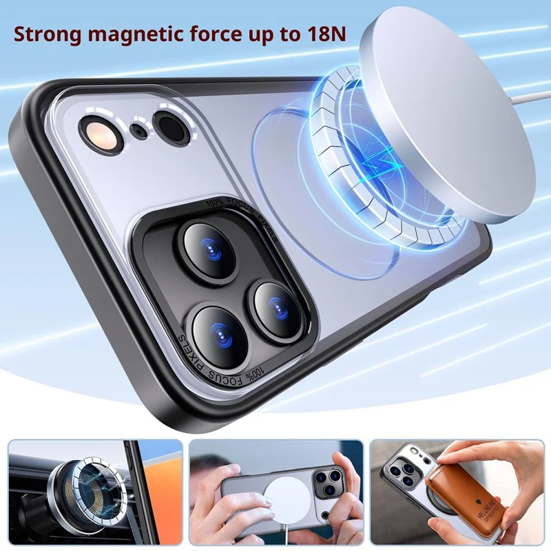 Bulk Purchasing For iPhone 17 Pro Magnetic Case Rotating Kickstand Acrylic TPU Phone Cover Compatible with MagSafe - Black