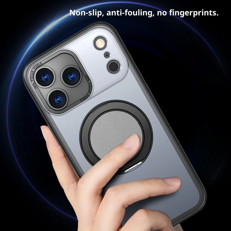 Bulk Purchasing For iPhone 17 Pro Magnetic Case Rotating Kickstand Acrylic TPU Phone Cover Compatible with MagSafe - Black