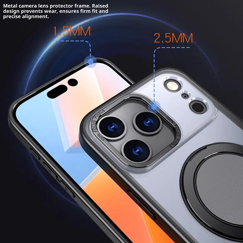 Bulk Purchasing For iPhone 17 Pro Magnetic Case Rotating Kickstand Acrylic TPU Phone Cover Compatible with MagSafe - Black