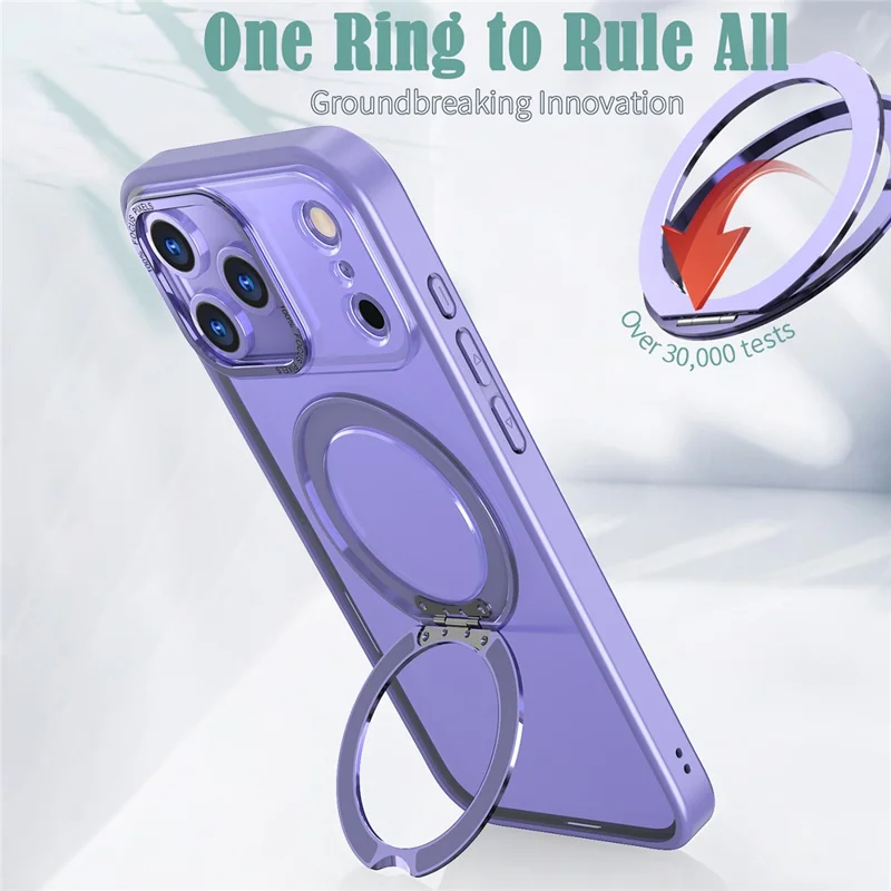 Capa Compatível com iPhone 17 Pro Max com MagSafe, Capa de Telefone com Toque de Pele em TPU + PC com Suporte Giratório - Lilás Roxo