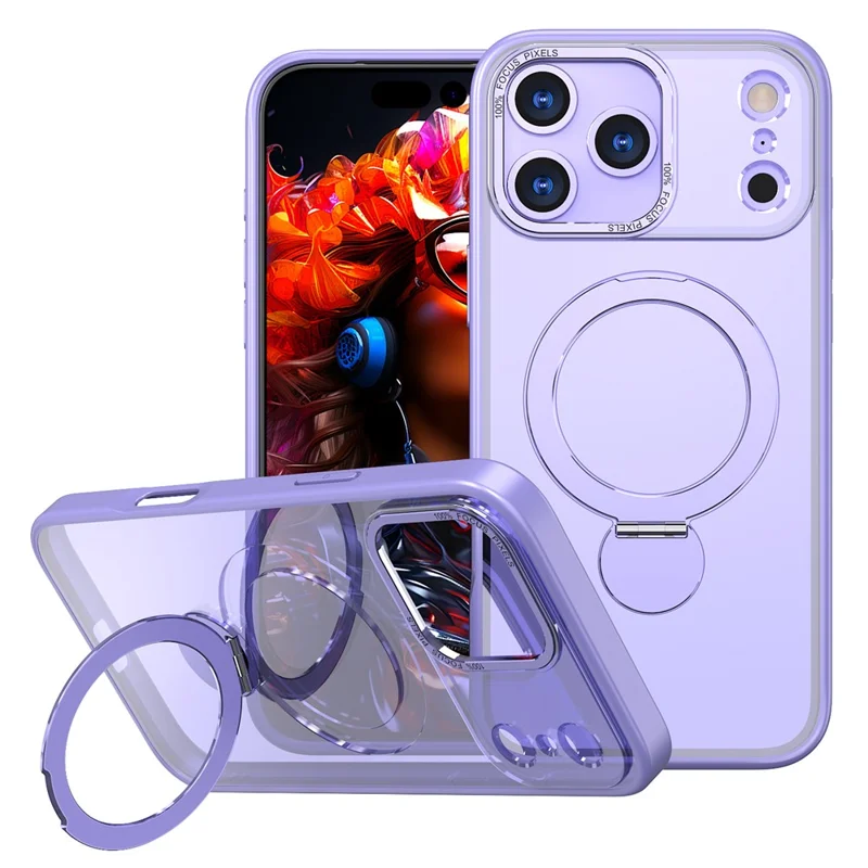 iPhone 17 Pro Max Hülle mit rotierendem Ständer, Skin-Touch-TPU + PC-Handyhülle kompatibel mit MagSafe - Lila