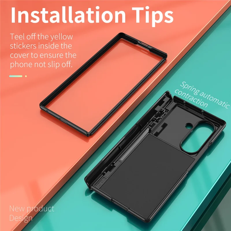 Для Samsung Galaxy Z Fold7 5G Hinge Cover PC + TPU Kickstand Cover with Slide Camera Lid - Черный