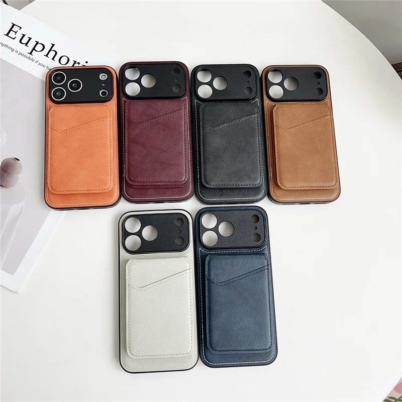 For iPhone 17 Pro Max Case Compatible with MagSafe Rotary Ring Kickstand Leather Back Phone Cover with Detachable Card Holder - Brown