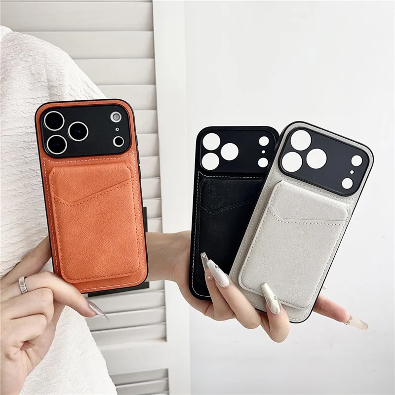 For iPhone 17 Pro Case Compatible with MagSafe Rotary Ring Kickstand Leather Back Phone Cover with Detachable Card Holder - Orange