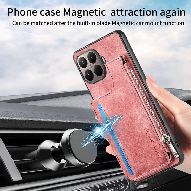Card Holder Kickstand Case For Xiaomi 15T Pro Leather + PC + TPU Phone Cover - Purple