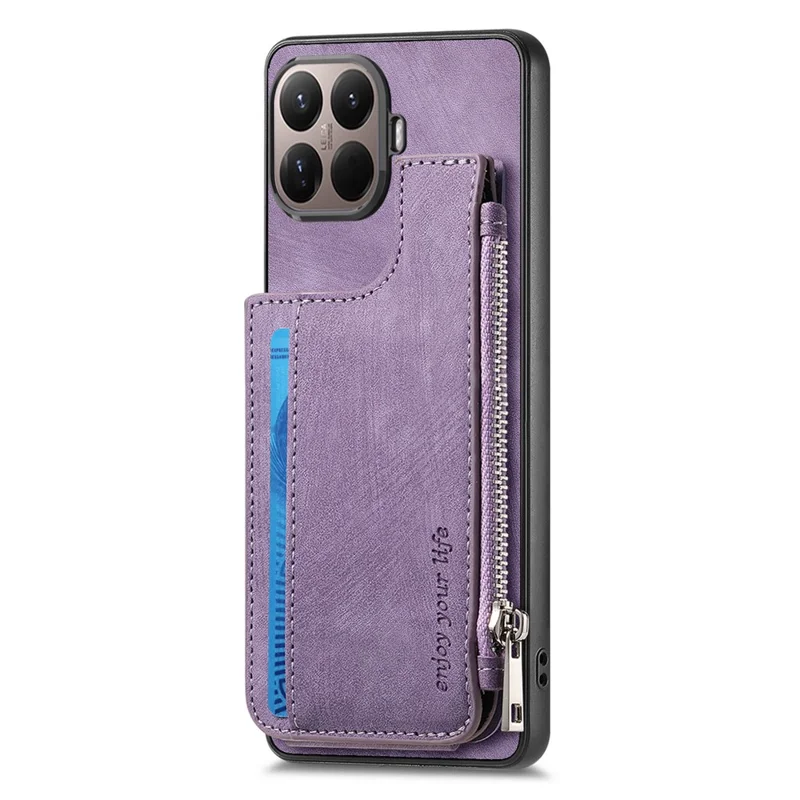 Card Holder Kickstand Case For Xiaomi 15T Pro Leather + PC + TPU Phone Cover - Purple