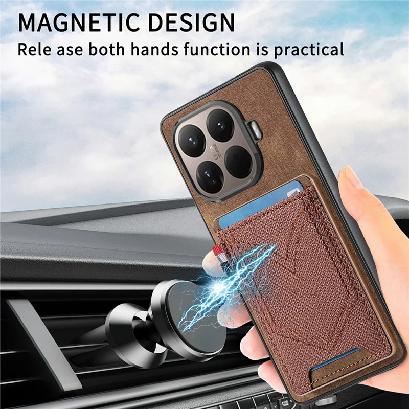 For Xiaomi 15T Pro Case Retro Jean Cloth Texture Leather Back Phone Cover with Card Holder - Black
