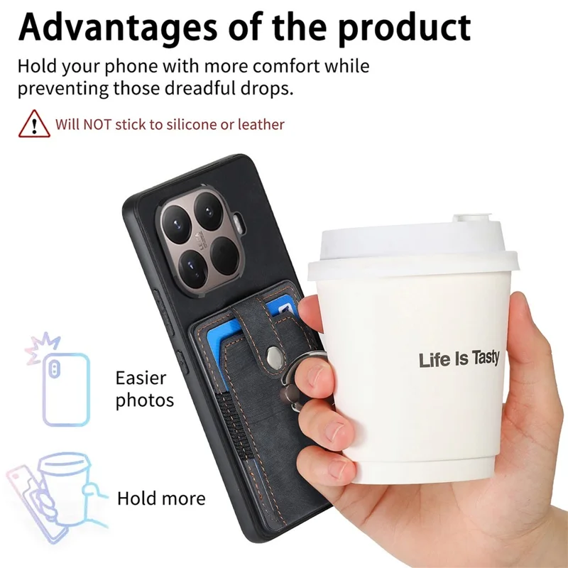 Xiaomi 15T Pro hoesje van leer met kaartslots en standaard - Zwart