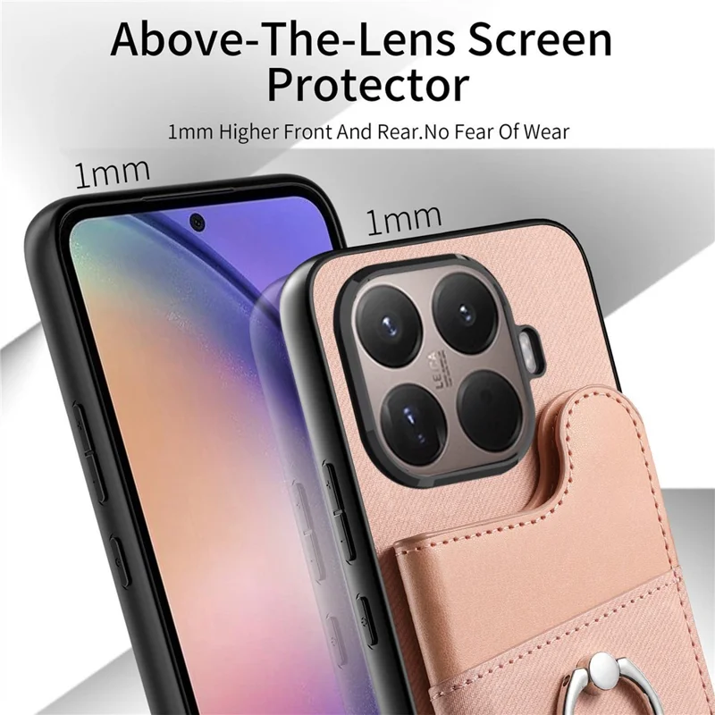 Custodia per Xiaomi 15T Pro con porta carte, supporto e rivestimento in pelle + TPU + PC - Rosa