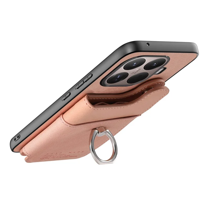 Custodia per Xiaomi 15T Pro con porta carte, supporto e rivestimento in pelle + TPU + PC - Rosa