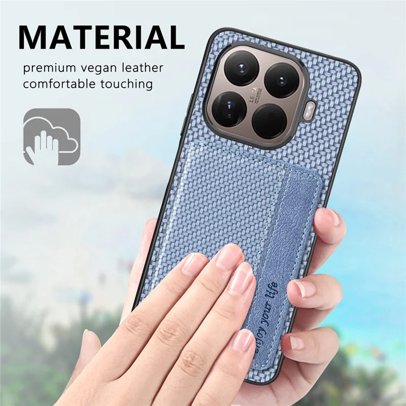 Для Xiaomi 15T Pro Case RFID Blocking Carbon Fiber Leather Phone Back Cover with Card Holder - Зеленый