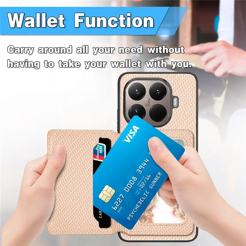 Для Xiaomi 15T Pro Case RFID Blocking Carbon Fiber Leather Phone Back Cover with Card Holder - Зеленый