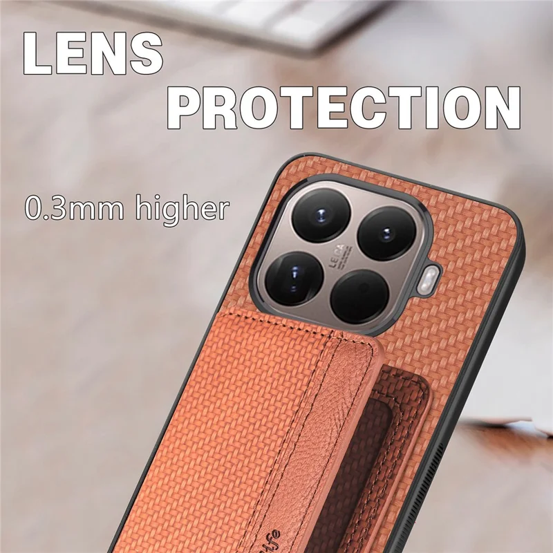 Для Xiaomi 15T Pro Case RFID Blocking Carbon Fiber Leather Phone Back Cover with Card Holder - Зеленый