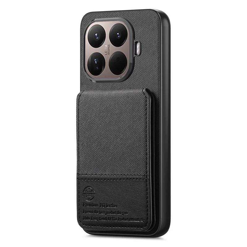 Xiaomi 15T Pro hoesje met doekstructuur Leder + PC + TPU RFID-blokkering telefoonhoesje met kaarthouder - Zwart