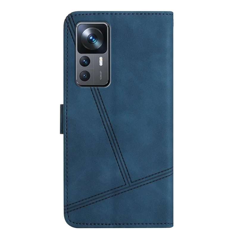 For Xiaomi 12T 5G / 12T Pro 5G / Redmi K50 Ultra 5G Retro PU Leather Sewing Line Decor Phone Cover Cell Phone Case Wallet with Skin-touch Feeling - Blue