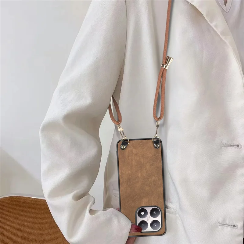 Retro Leather Case For Xiaomi 15T Phone Back Cover with Adjustable Strap - Green