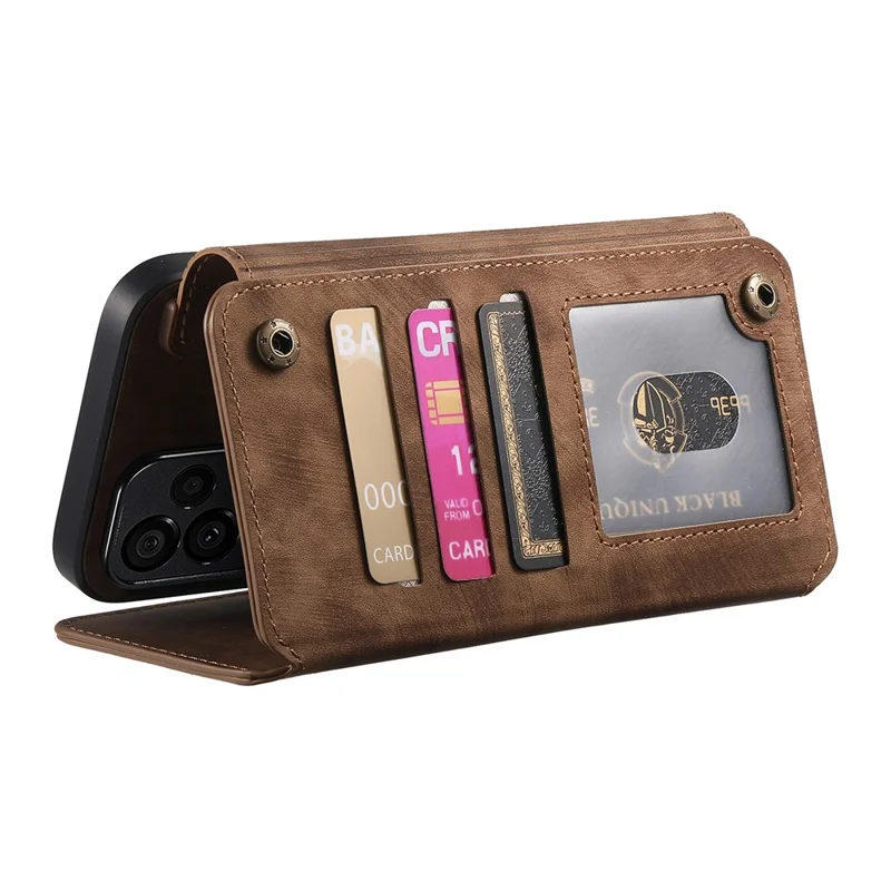 Leather Case For Xiaomi 15T Pro Phone Back Cover with RFID Blocking Zipper Wallet Kickstand - Brown