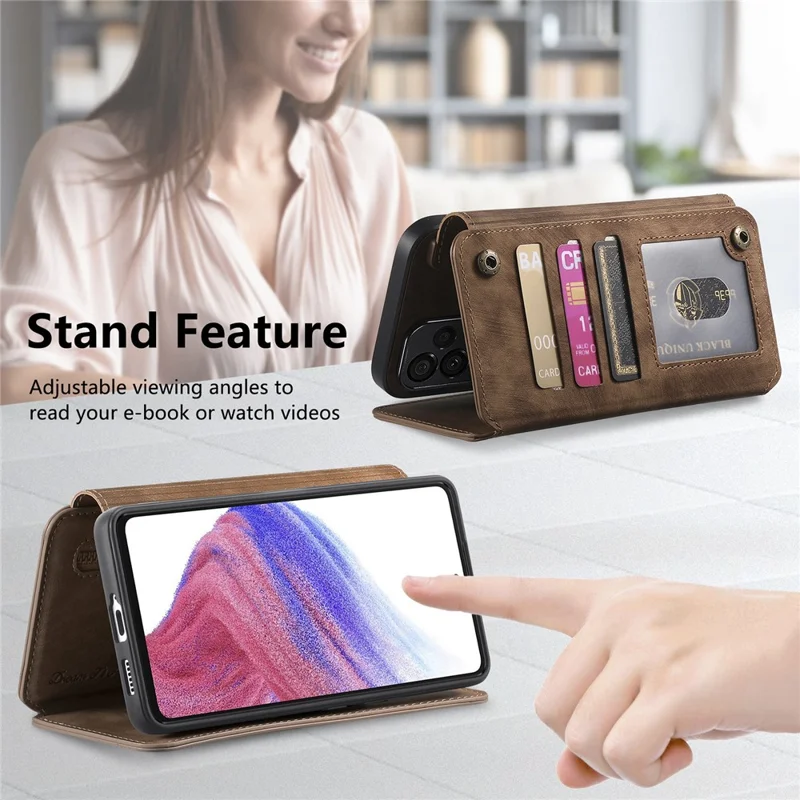 Leather Case For Xiaomi 15T Pro Phone Back Cover with RFID Blocking Zipper Wallet Kickstand - Brown