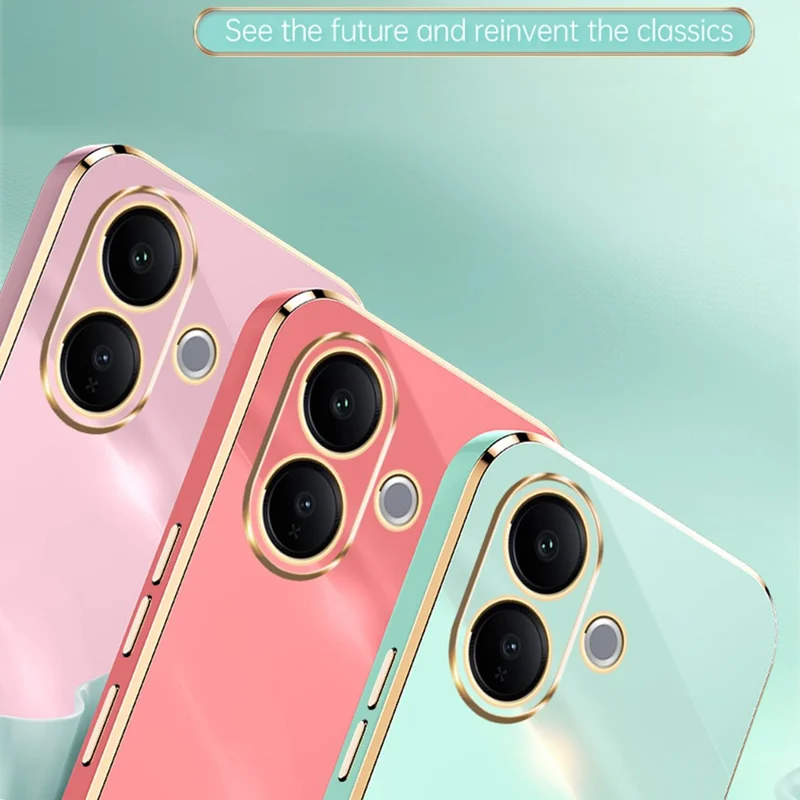 Bulk Purchasing XINLI For vivo V60 Lite 5G Case TPU Phone Cover with Electroplating Frame - Cyan