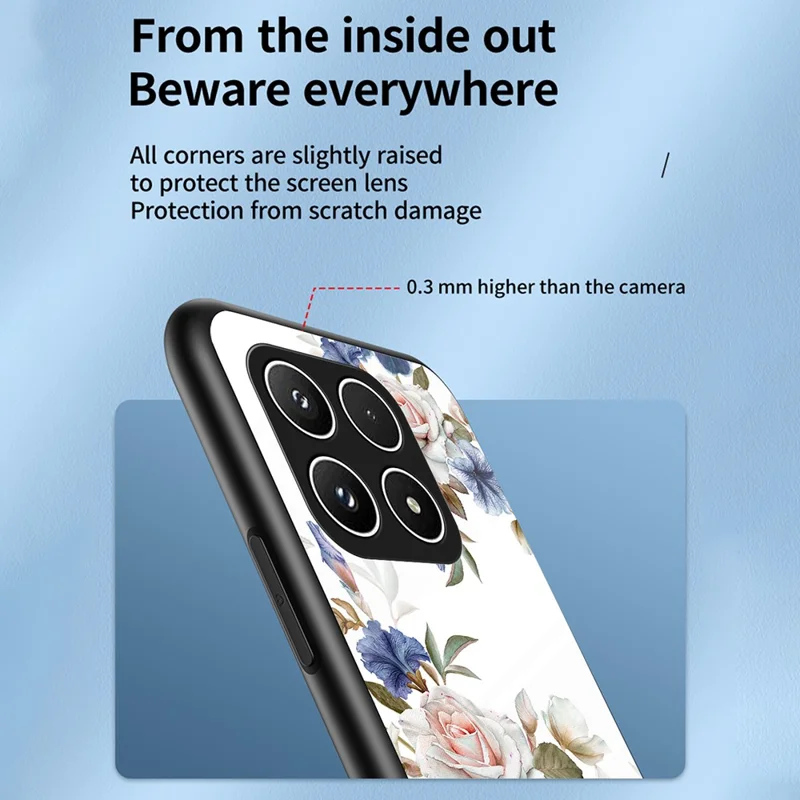 Phone Case For Xiaomi 17 Floral Pattern TPU + Tempered Glass Protective Cover - White Flower Bush