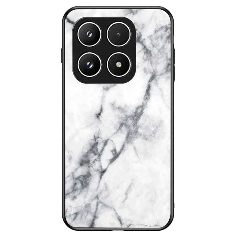 For Xiaomi 17 Case Marble Pattern Tempered Glass + PC + TPU Protective Phone Cover - White Marble