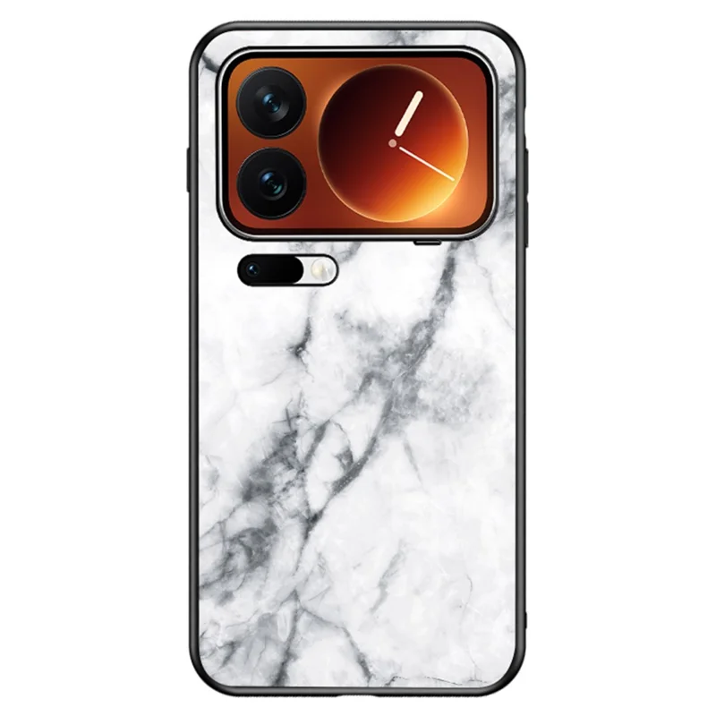 Для Xiaomi 17 Pro Max Case Marble Pattern Tempered Glass + PC + TPU Protective Phone Cover - White Marble