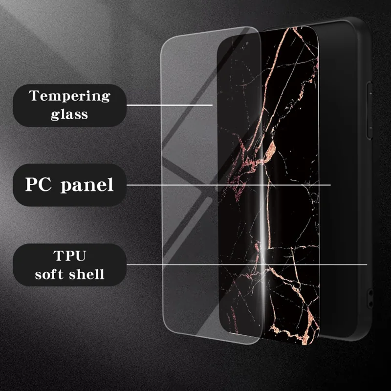 Для Xiaomi 17 Pro Max Case Marble Pattern Tempered Glass + PC + TPU Protective Phone Cover - White Marble