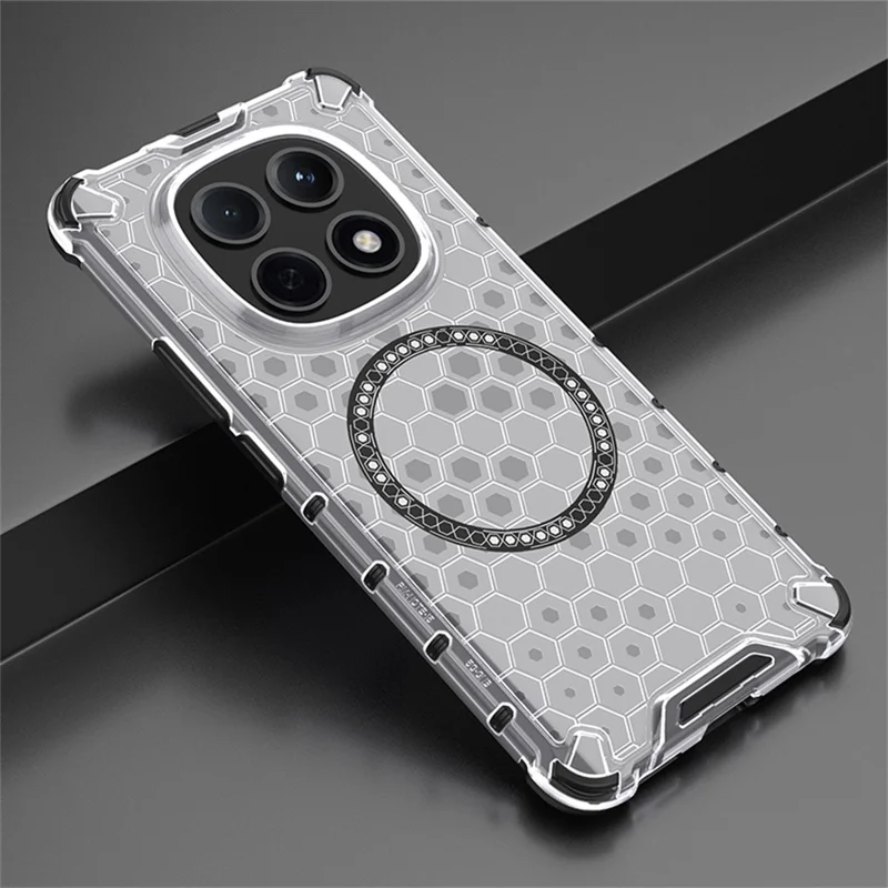 For Xiaomi Redmi Note 15 5G (Global) Magnetic Case Honeycomb Design TPU + PC Phone Cover - Transparent