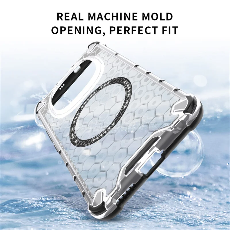 For Xiaomi Redmi Note 15 5G (Global) Magnetic Case Honeycomb Design TPU + PC Phone Cover - Transparent