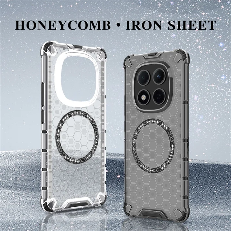 Funda para Xiaomi Redmi Note 15 Pro 5G Compatible con MagSafe Diseño de panal de abeja TPU + PC Cubierta de teléfono - Transparente