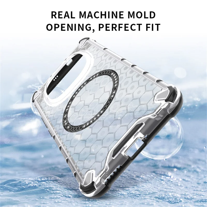 Funda para Xiaomi Redmi Note 15 Pro 5G Compatible con MagSafe Diseño de panal de abeja TPU + PC Cubierta de teléfono - Transparente