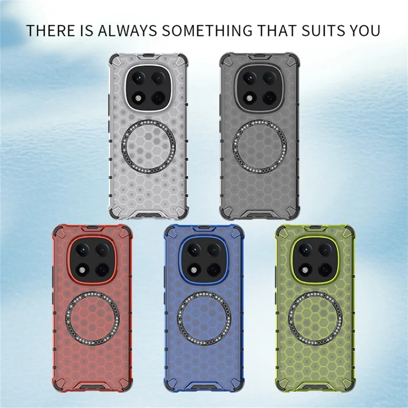 Funda para Xiaomi Redmi Note 15 Pro 5G Compatible con MagSafe Diseño de panal de abeja TPU + PC Cubierta de teléfono - Transparente