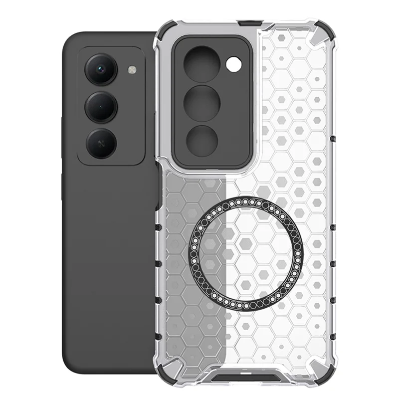 Étui compatible avec MagSafe pour Xiaomi Redmi 15 4G (UE) (171 mm) - Conception en nid d'abeille en TPU + PC - Transparent