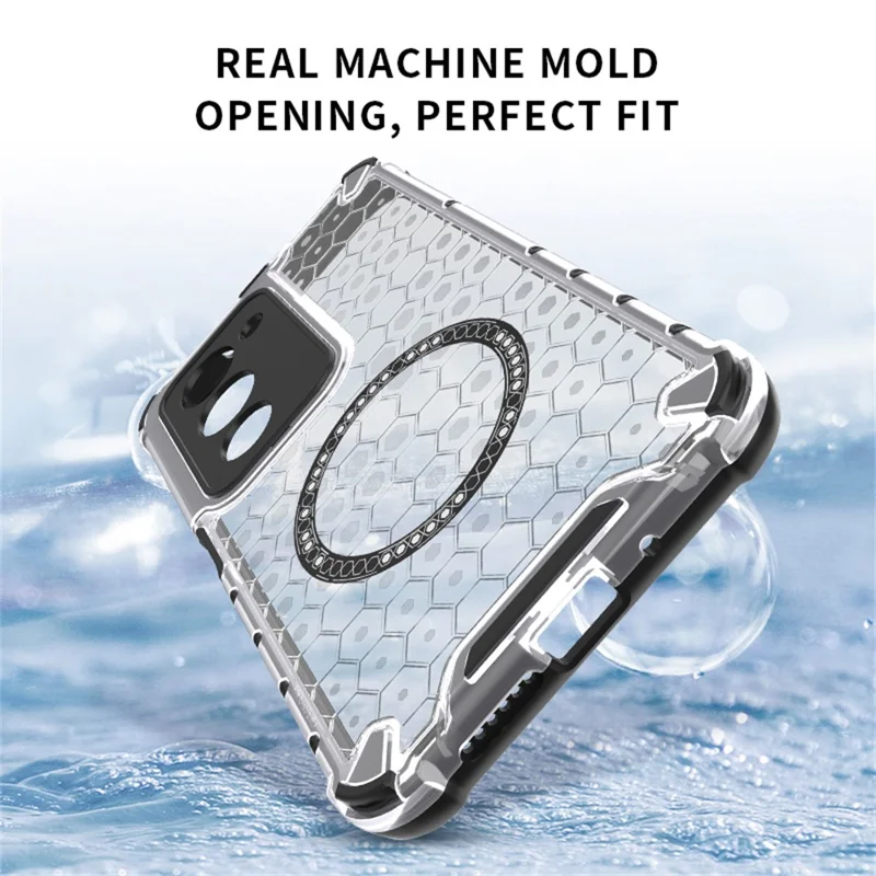 Étui compatible avec MagSafe pour Xiaomi Redmi 15 4G (UE) (171 mm) - Conception en nid d'abeille en TPU + PC - Transparent