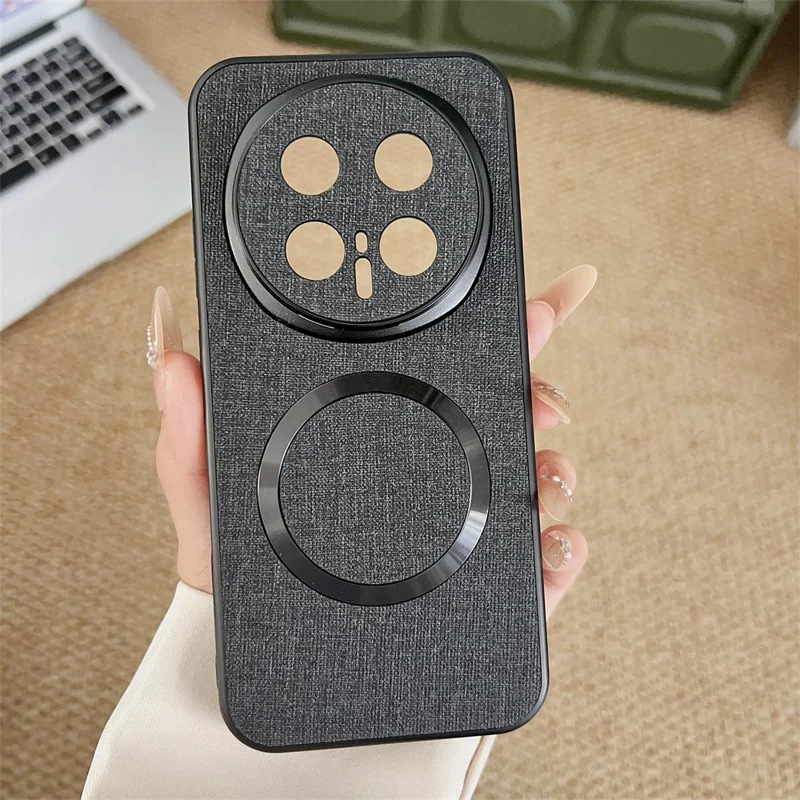 For Honor Magic8 Pro 5G Magnetic Case Drop-Proof TPU + Cloth Back Phone Cover - Black