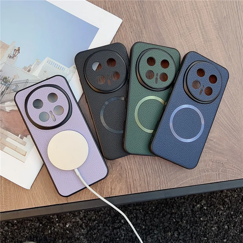 For Honor Magic8 Pro 5G Magnetic Case Litchi Texture PU Leather + TPU Phone Back Cover - Black