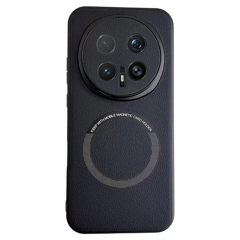 للهاتف Honor Magic8 Pro 5G غطاء مضاد للسقوط من جلد PU + غطاء PC متوافق مع MagSafe - أسود