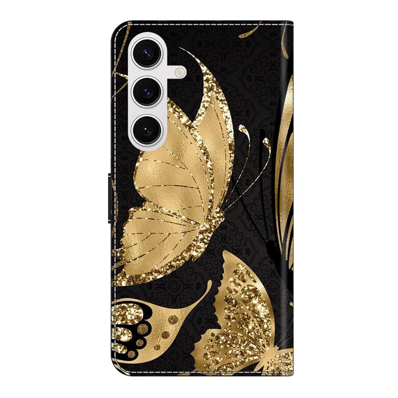 For Samsung Galaxy S26  /  S26 Pro Case Magnetic Clasp 3D Pattern Leather Wallet Phone Cover - Golden Butterfly