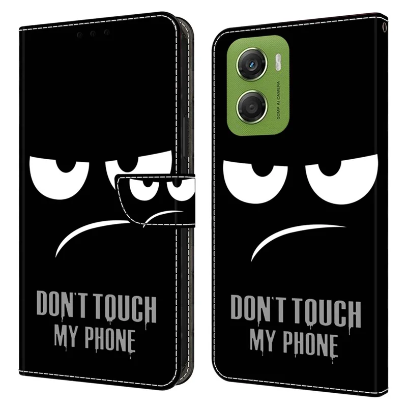 Obudowa na Motorola Moto G06 4G z magnetycznym zamkiem, skórzana obudowa z 3D wzorem i portfelem - Nie dotykaj mojego telefonu