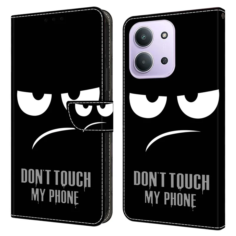 Phone Case For Xiaomi Redmi 15C 5G (EU) (173mm)  /  4G (EU) (173mm)  /  Poco C85 4G (173mm) Magnetic Clasp 3D Pattern Leather Wallet Cover - Don't Touch My Phone