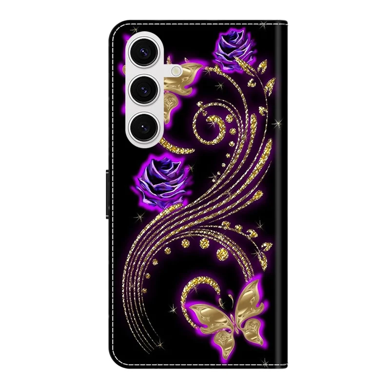 Voor Samsung Galaxy S26 / S26 Pro hoesje 3D patroon PU leer portemonnee telefoonhoesje met standaard - Paarse bloemen / Vlinders