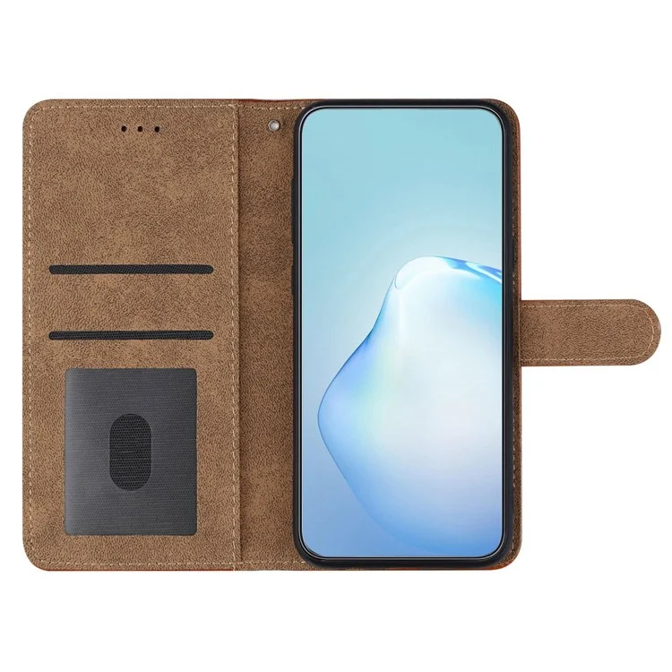 Per Xiaomi Redmi Note 11 4G (MediaTek) / 10 4G (2021) / 10 2022 4G / 10 Prime Linee Impresse Custodia Protettiva Stile Retrò Pelle PU Touch Skin Supporto Portafoglio Cover - Marrone