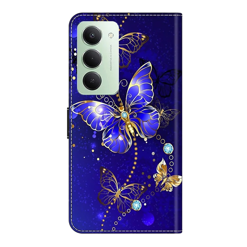 Voor Xiaomi Redmi 15 5G (Globaal) (169 mm) hoesje 3D-patroon PU-leer portemonnee telefoonhoes met standaard - Diamanten vlinder