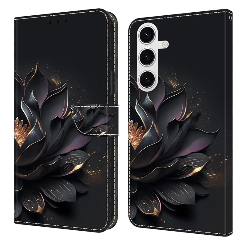 Capa para Samsung Galaxy S26+ Fecho Magnético Padrão 3D Carteira de Couro Capa de Telefone - Lótus Roxa